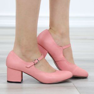Block Heel Vintage Peach Rockabilly Style Pumps